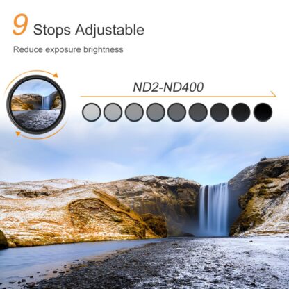 K&F Concept 40.5MM Slim Variable/Fader NDX, ND2~ND400, Blue Coated - Image 2