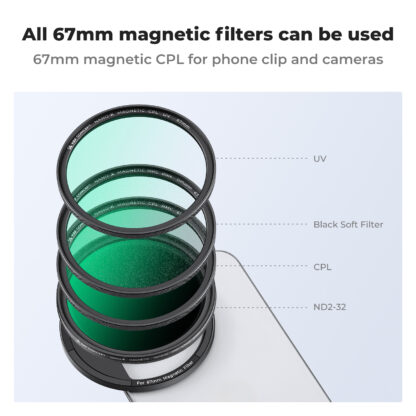 K&F Concept 67mm CPL Magnetic phone clip filter - Image 8